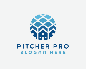 Blue Geometric Real Estate logo design