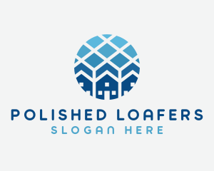 Blue Geometric Real Estate logo design