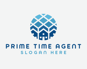 Blue Geometric Real Estate logo design