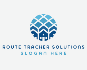 Blue Geometric Real Estate logo design