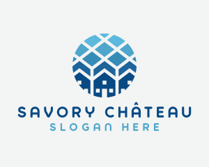 Blue Geometric Real Estate logo design