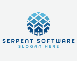 Blue Geometric Real Estate logo design