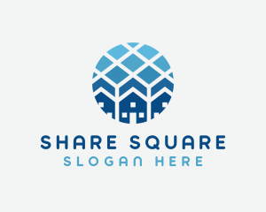 Blue Geometric Real Estate logo design