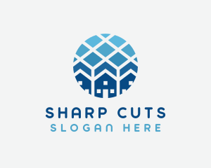 Blue Geometric Real Estate logo design