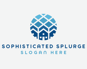 Blue Geometric Real Estate logo design