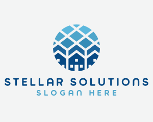 Blue Geometric Real Estate logo design