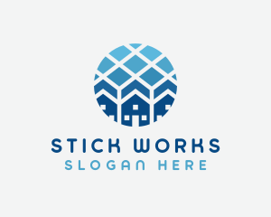 Blue Geometric Real Estate logo design