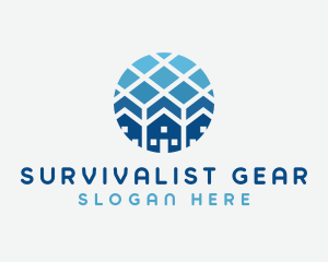 Blue Geometric Real Estate logo design