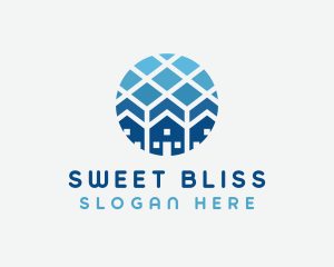 Blue Geometric Real Estate logo design