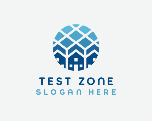 Blue Geometric Real Estate logo design