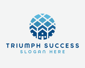 Blue Geometric Real Estate logo design