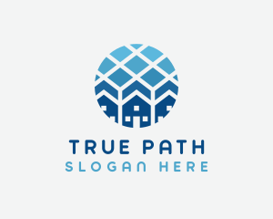 Blue Geometric Real Estate logo design