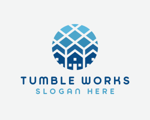 Blue Geometric Real Estate logo design