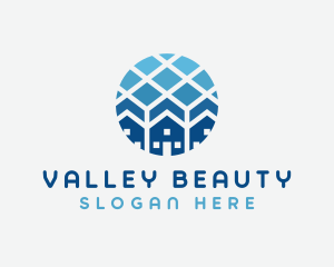 Blue Geometric Real Estate logo design