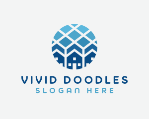 Blue Geometric Real Estate logo design