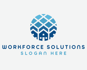 Blue Geometric Real Estate logo design