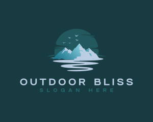 Outdoor Mountain River logo design