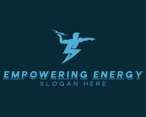 Human Lightning Bolt logo design