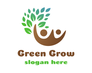 Brown Couple Leaf logo design