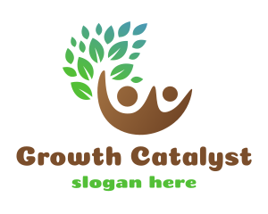 Brown Couple Leaf logo design