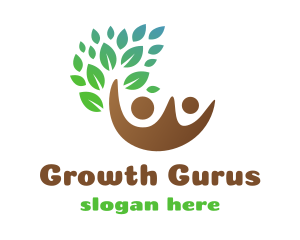 Brown Couple Leaf logo design