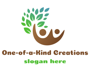 Brown Couple Leaf logo design