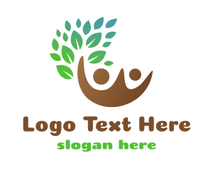 Kindness - Brown Couple Leaf logo design