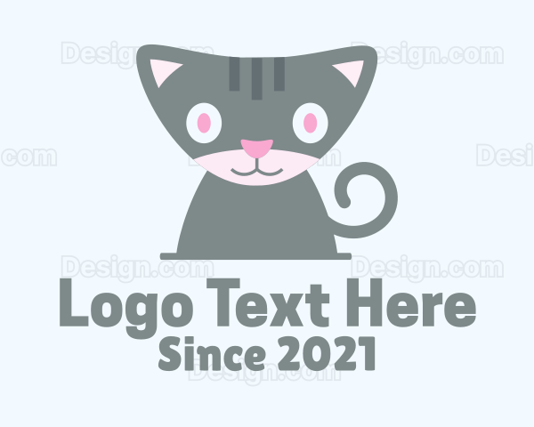 Gray Cat Character Logo