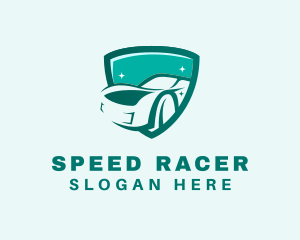 Sparkling Shield Racecar logo