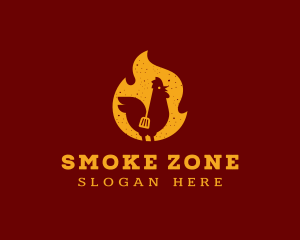 Smoked Chicken Flame BBQ Grill logo design