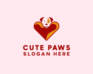 Cute Heart Dog  logo design