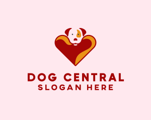 Cute Heart Dog  logo design