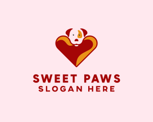 Cute Heart Dog  logo design