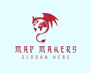 Mythical Dragon Globe logo design