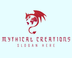 Mythical Dragon Globe logo design