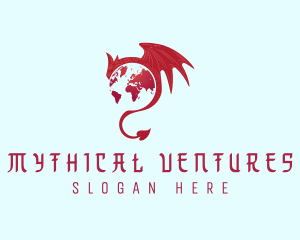 Mythical Dragon Globe logo design