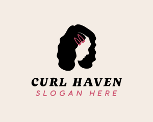 Woman Curly Hair logo design