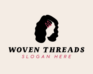 Woman Curly Hair logo design