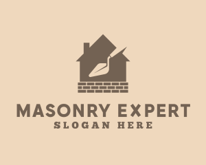 House Trowel Brick Construction logo design