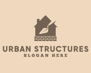 House Trowel Brick Construction logo design