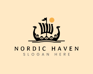 Viking Ship Sailing logo design