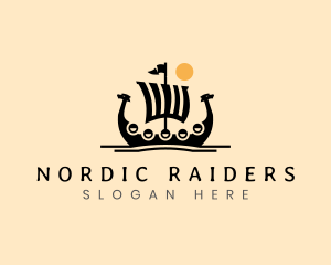 Viking Ship Sailing logo design