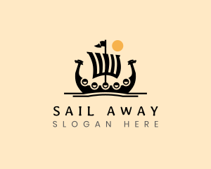 Viking Ship Sailing logo design