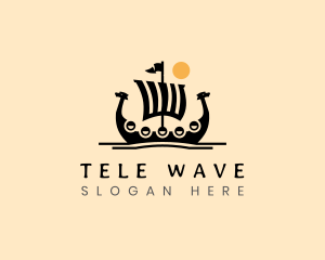 Viking Ship Sailing logo design