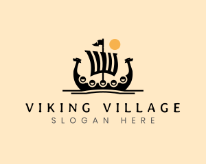 Viking Ship Sailing logo design