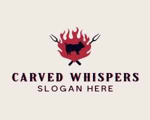 Carving Fork Pig logo design