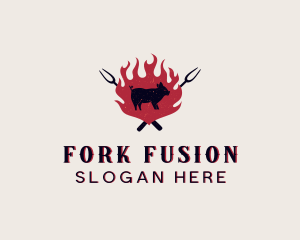 Carving Fork Pig logo design