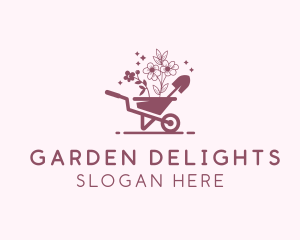 Shovel Wheelbarrow Landscaper logo design