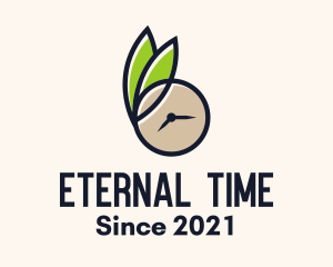 Clock Leaf Organic Time logo design