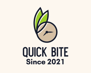 Clock Leaf Organic Time logo design